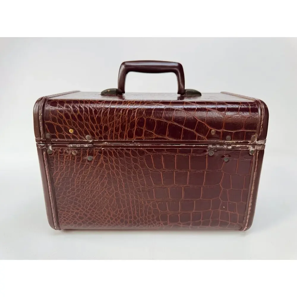 Vintage Samsonite Faux Alligator Train Case Vanity Luggage Shwayder Bros